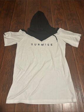 Women’s White & Black Hooded Short-Sleeve Top